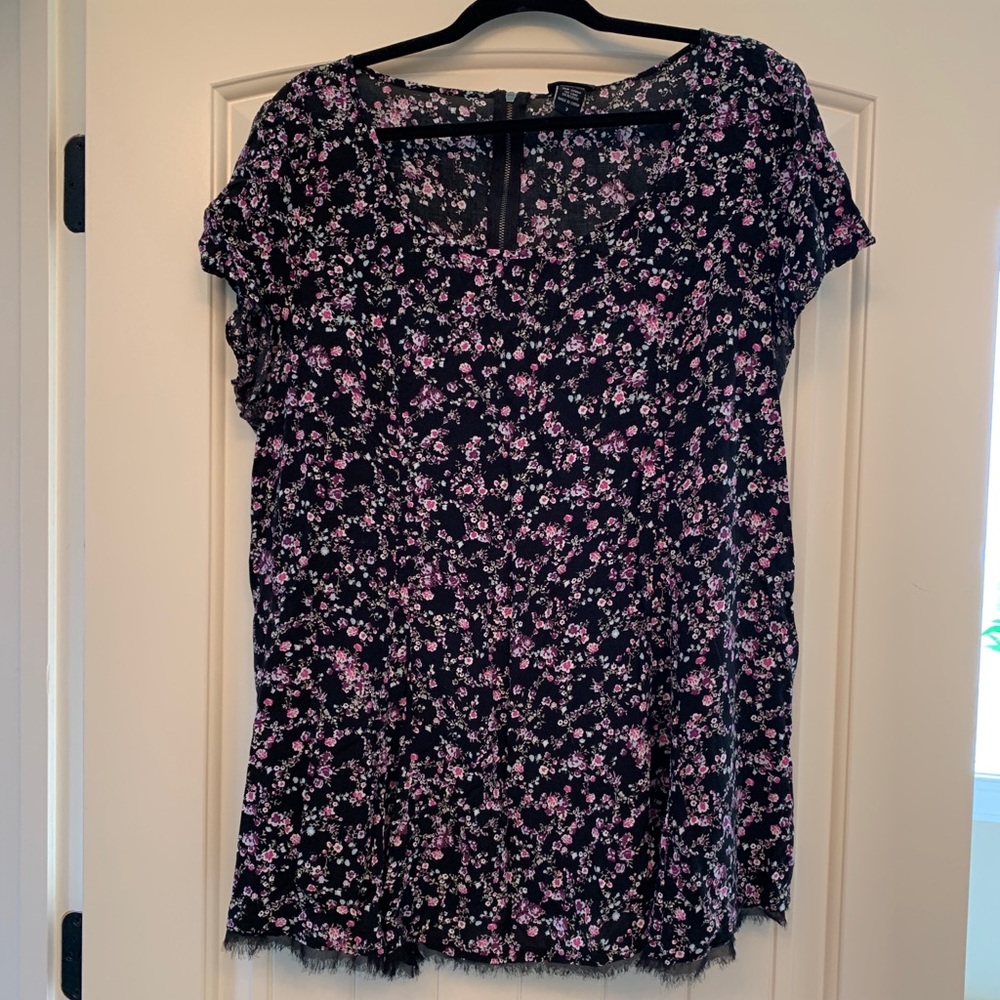 Torrid Black and Floral Blouse/Tunic Size 2